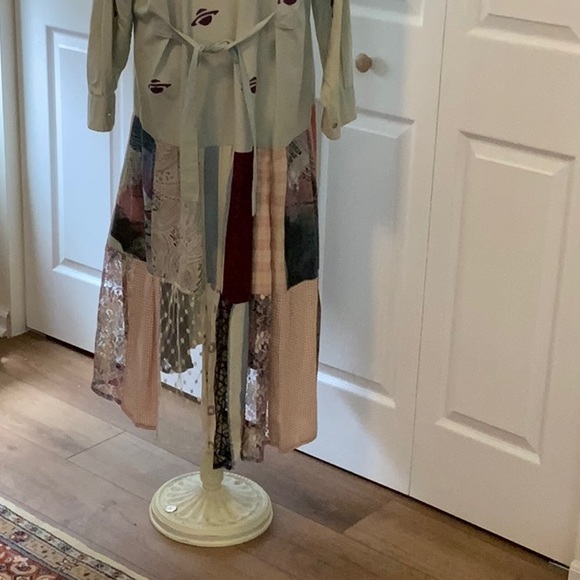 Donna Jessica Maxi Dress- Sz.1-Tan-Patchwork Skirt-Button Up-Self Tie - Picture 4 of 12